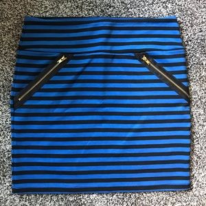 Black & Blue skirt with gold zippers size Medium
